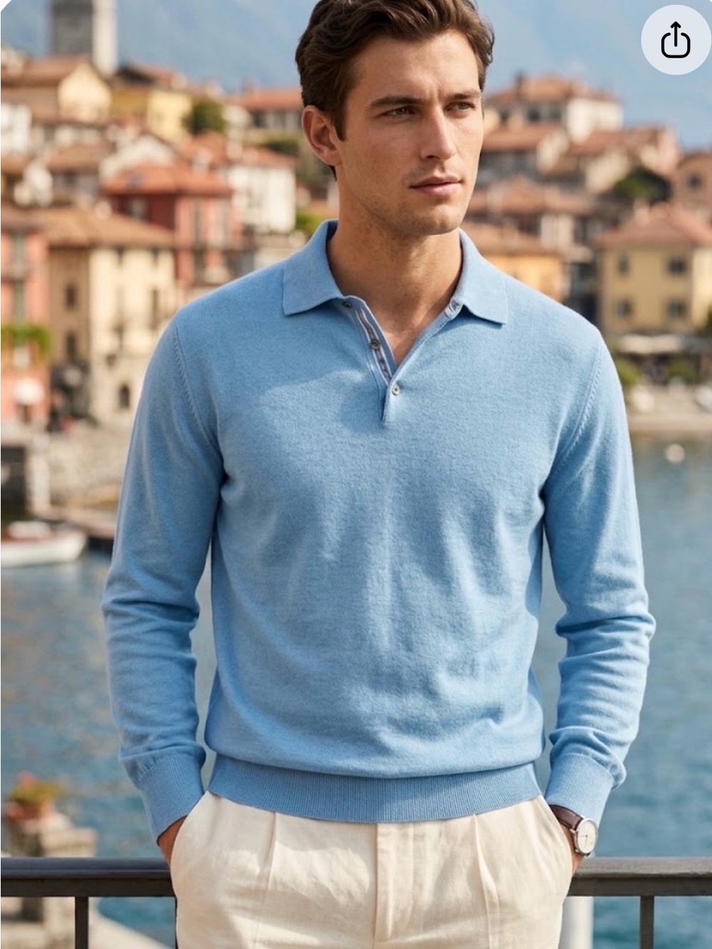 Ermenegildo Zegna Italian Knit Long Sleeve Polo Sweater Sz S Quiet Luxury